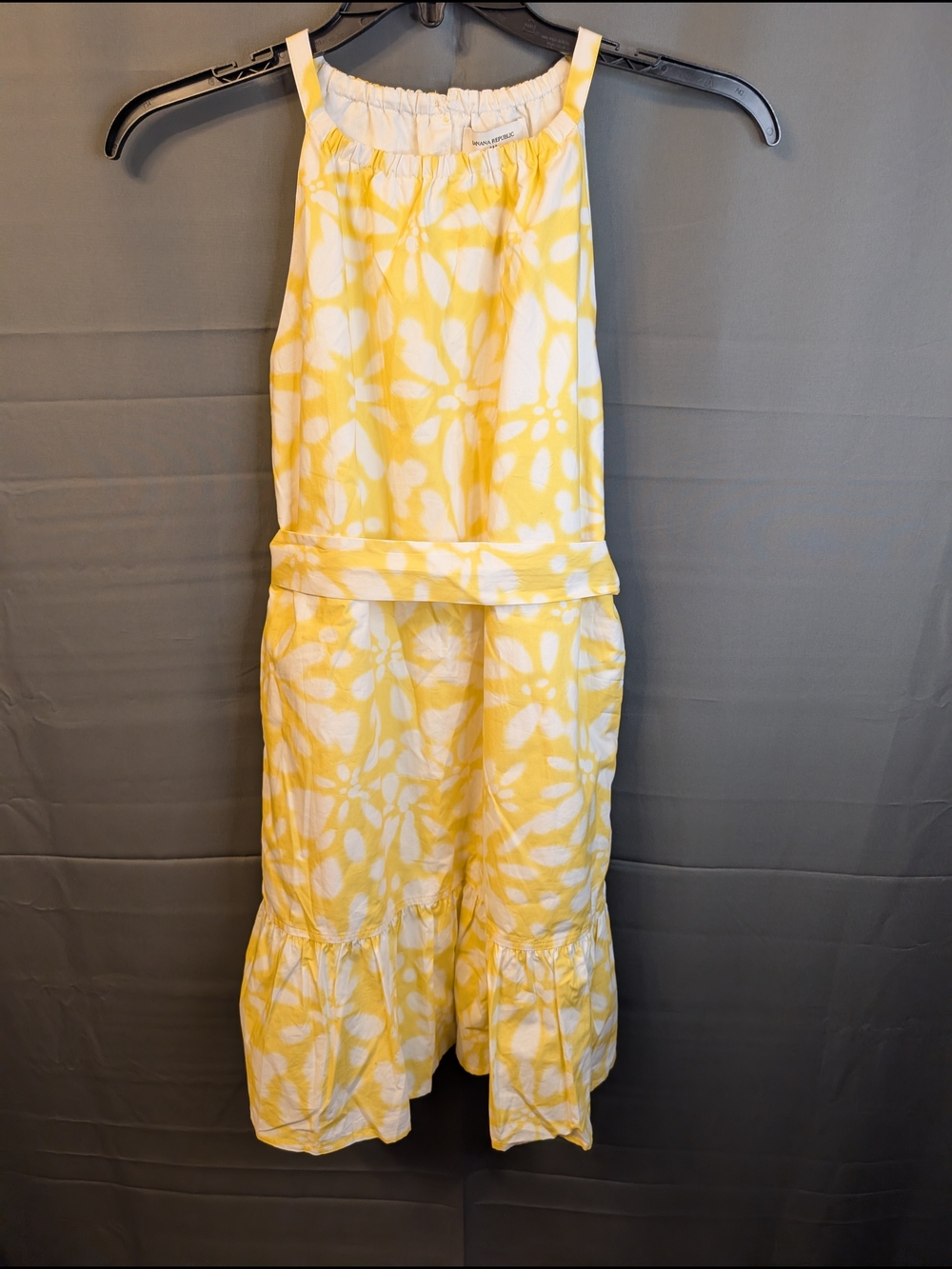 Banana Republic Yellow and White Midi Halter Dress 100% Cotton .. B
